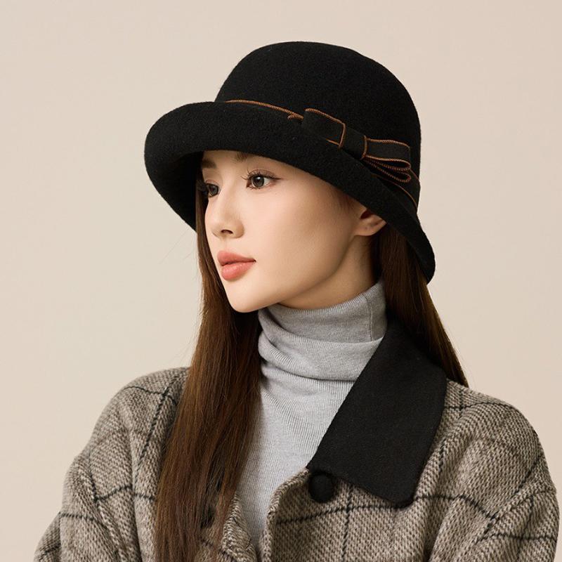 Herbst Winter Wolle Fischerhut Damen Woll Becken Hut