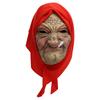 Old Woman Mask Creepy Halloween Smokey Granny Realistic Mask Scary Old Woman Wrinkle Face Latex Head Cover For Cosplay Props