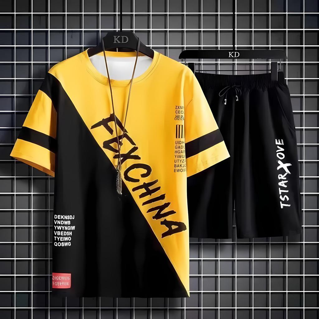 Summer New Men's Top and Shorts Two-piece Casual Sports Suit Men's Breathable Quick Drying T-shirt Short Sleeved Shorts