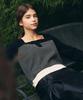 ADAUL Striped Coloring Three-Button Square Neck Knit - Black