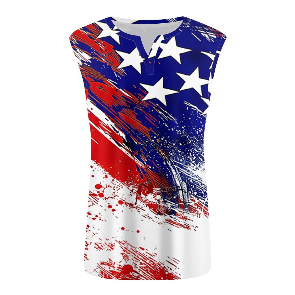 Women's Fashion Casual Large Size V-Neck Sleeveless Vest Printed T-Shirt Top