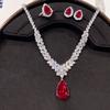 2025 Retro Ruby Jewelry Set 925 Sterling Silver Engagement Ring Earrings Necklace Women's Party Gift