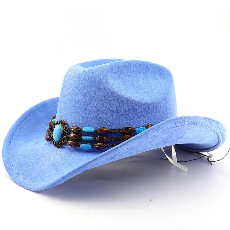 Suede Horse Riding Western Cowboy Hat For Men And Women Outdoor Travel Hat With Rolled Brim Ethnic Style Top Hat Felt Hat