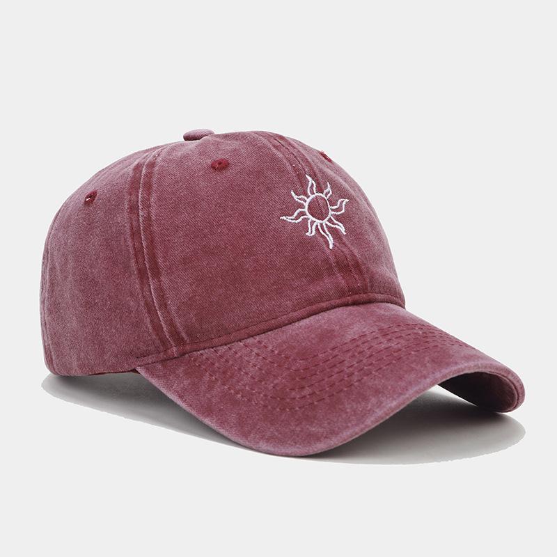 Neue gewaschene Retro-Mode Sonnenstickerei Baseballkappe Damen Outdoor vielseitiger Sonnenhut Herren Freizeitkappe
