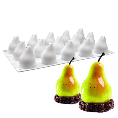 15 hål Päronform Silikonform för Moussetårta Fransk Dessert 3D Silikonform Tårta