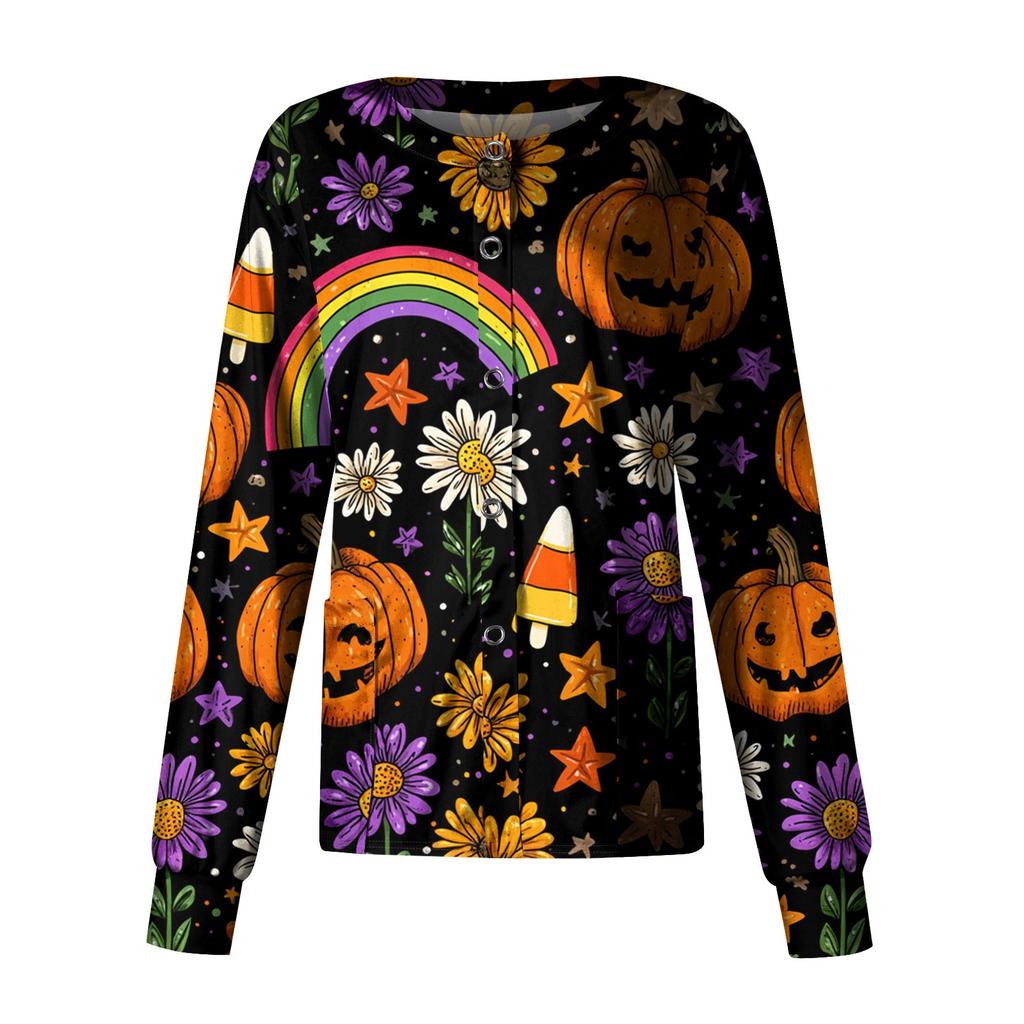 Women's Casual Long Sleeve Single Breasted  Printed Dry-nurse Top