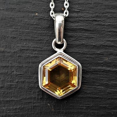 Citrine Pendant for Her, 925 Solid Silver, Handmade Jewelry, Boho Gemstone Pendant, Yellow Stone, Gift for Her, Womens Necklace