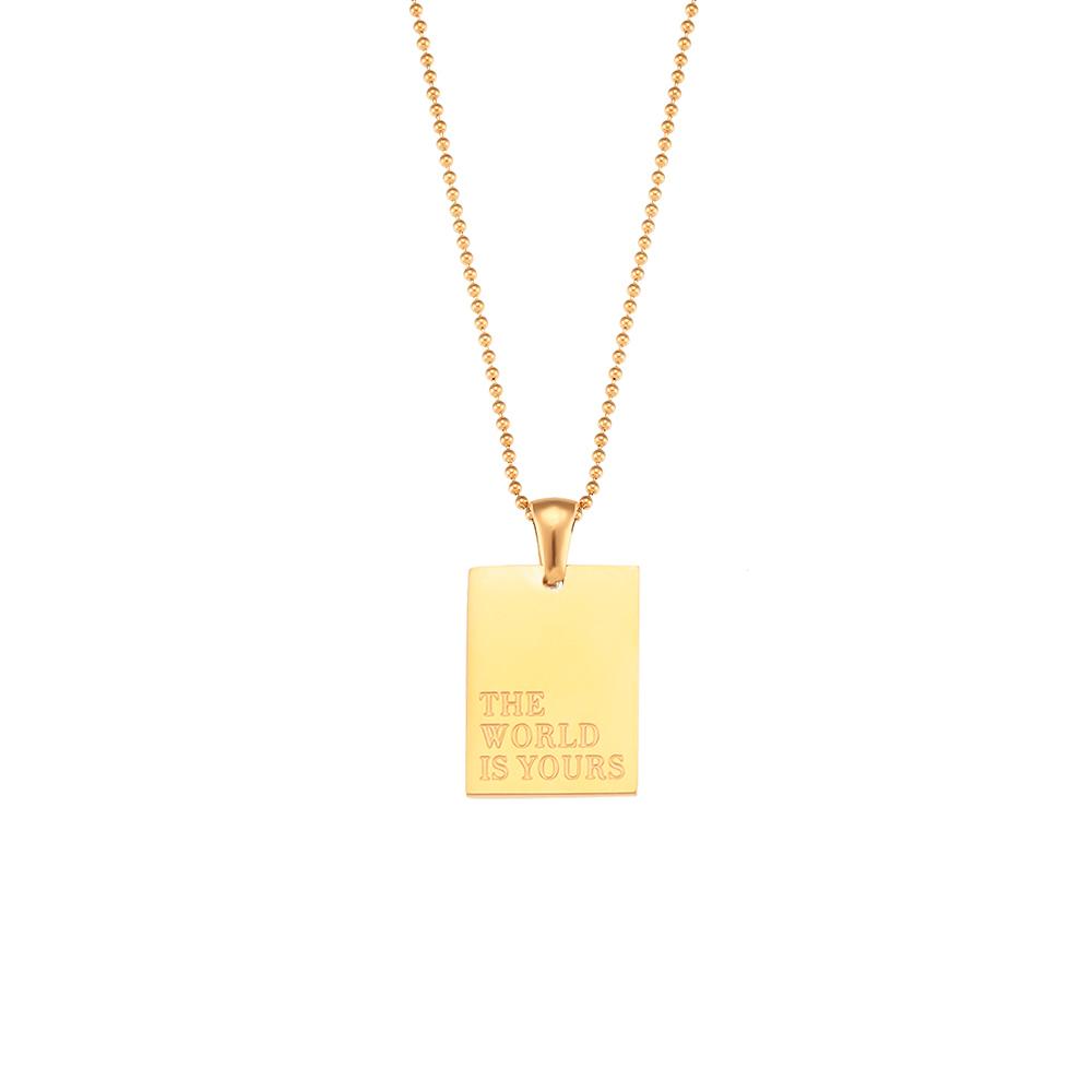 Vintage Silberfarben Graviert Länglich Paar Anhänger Perlenkette Damen Halskette Edelstahl Schmuck Halskette Für Männer