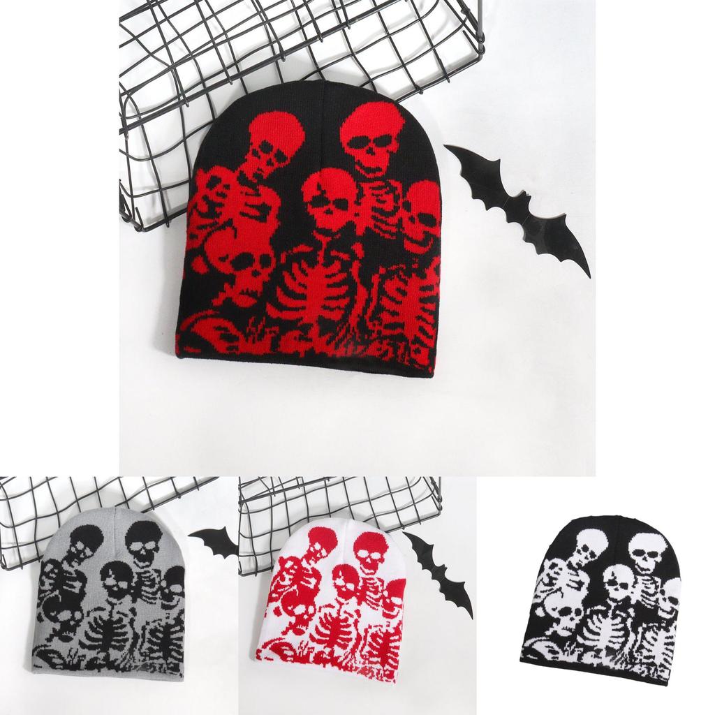Fashionable Skull Design Knitted Cap With Warmth Function For Youth Urban Style