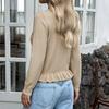 TIFICY Women's Fashion Casual Fall Winter Solid Color Print Long Sleeve O-Neck Sweaters