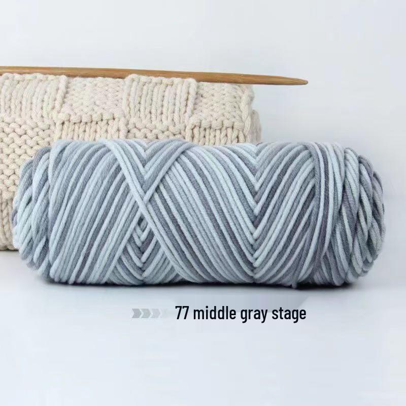 8-Strand Cotton Wool Yarn for Scarf DIY - Thick, Soft Thread with Silk Elements