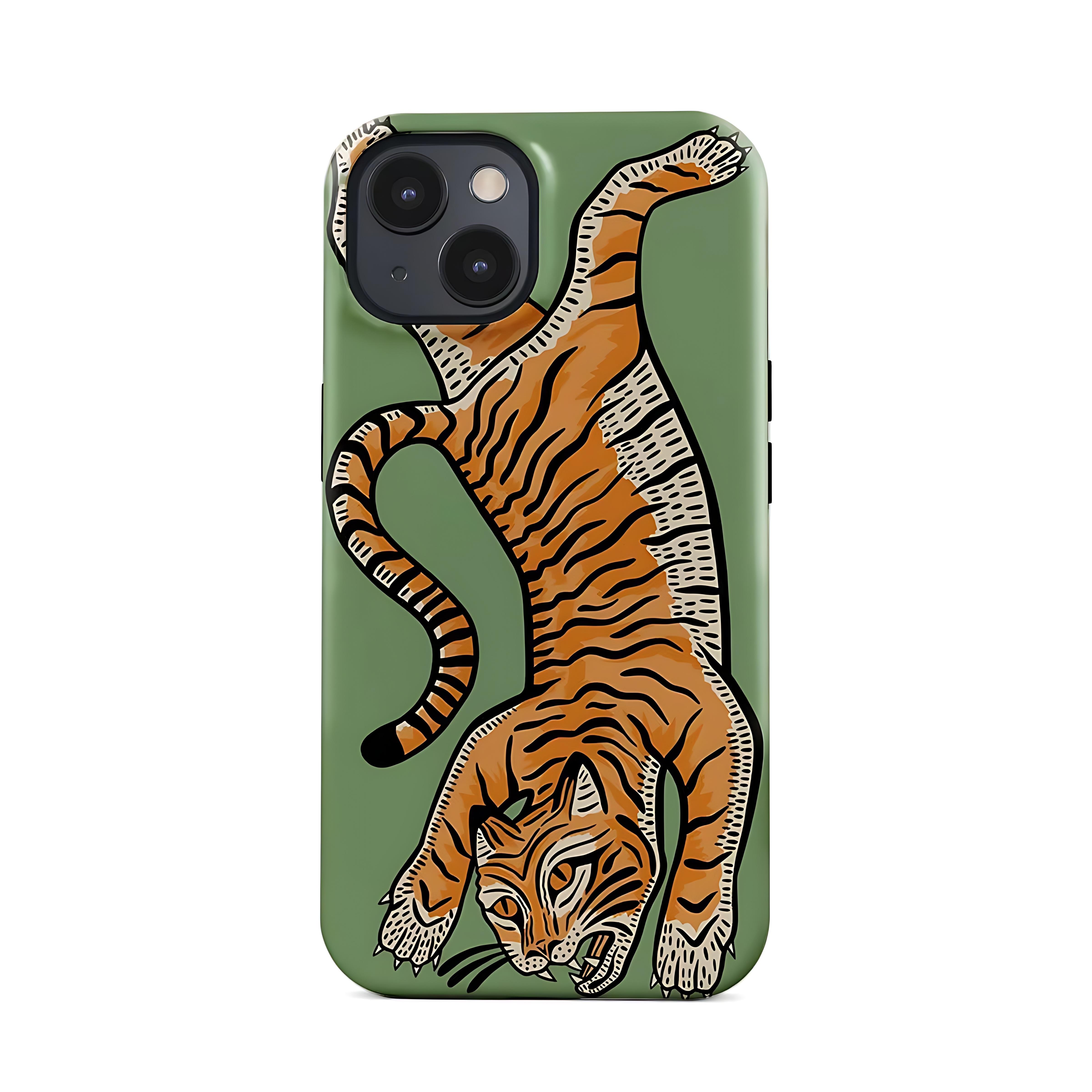 

Чехол для телефона с ручным рисунком тигра для iPhone 17 17e 16e 16 15 14 13 12 11 X XS XR 7 8 Air Pro Max Plus Двухслойная задняя крышка iPhone 11
