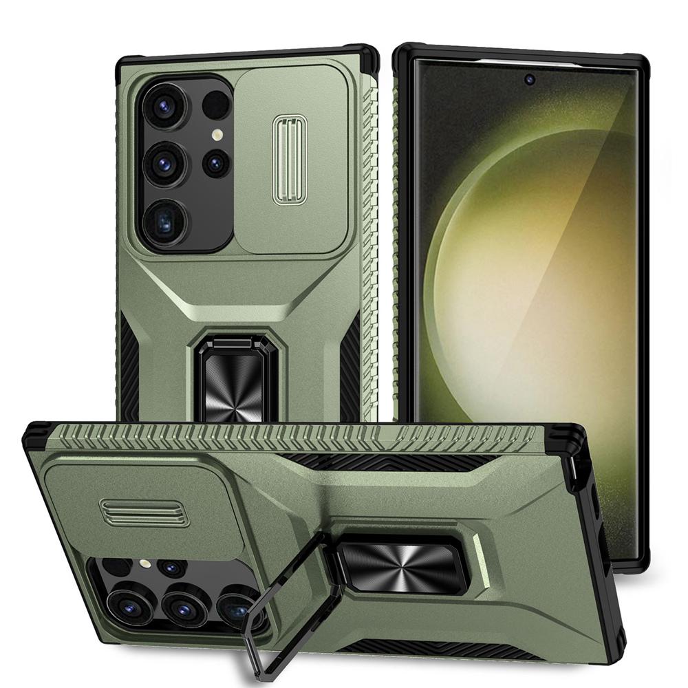 KEYSION Nárazuvzdorné pouzdro pro Samsung S24 Ultra 5G S24+ S23 FE Slide Ochranný kroužek na fotoaparát Kryt na telefon pro Galaxy S23 Ultra