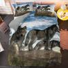 Wolf Duvet Cover Set Customized Fashion Wild Animals Moon Printed Bedding Set King Polyester Comforter Cover for Kids Boys Teen