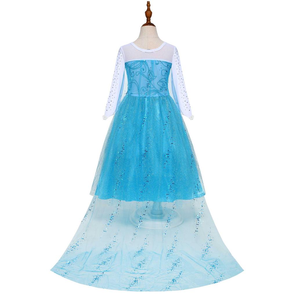 Frozen Princess Long Sleeve Costume Gown for Kids - Elsa & Anna Inspired with Cape