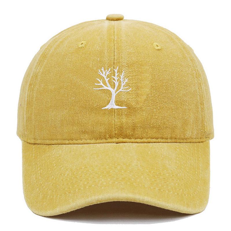 Unisex Cute Tree Embroidery Washed Baseball Cap - New Outdoor Casual Style