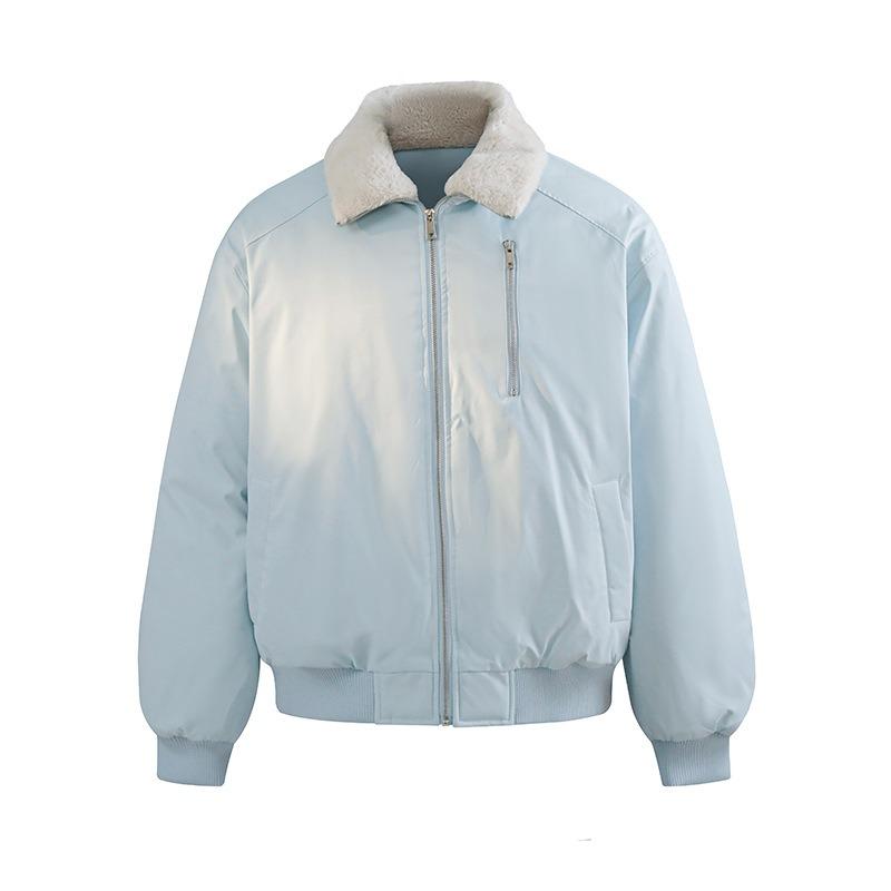 

Lamb wool fur collar cotton clothes men s and women s winter loose casual retro couple s tooling cotton-padded coat 2XL