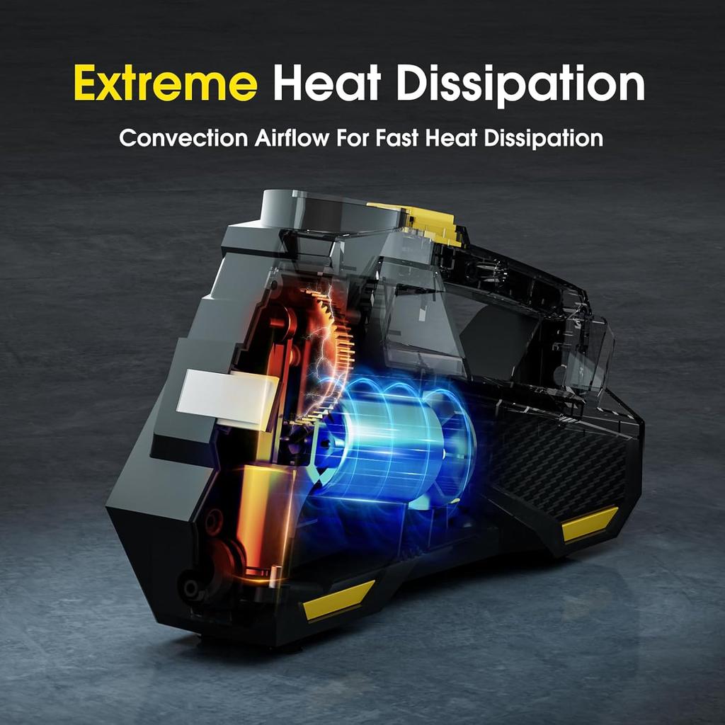 Tire Inflator Portable Air Compressor - DC 12V Air Pump for Car Tires with 150PSI LCD Digital Gauge & Emergency LED Light,Auto Tire Pump for Cars