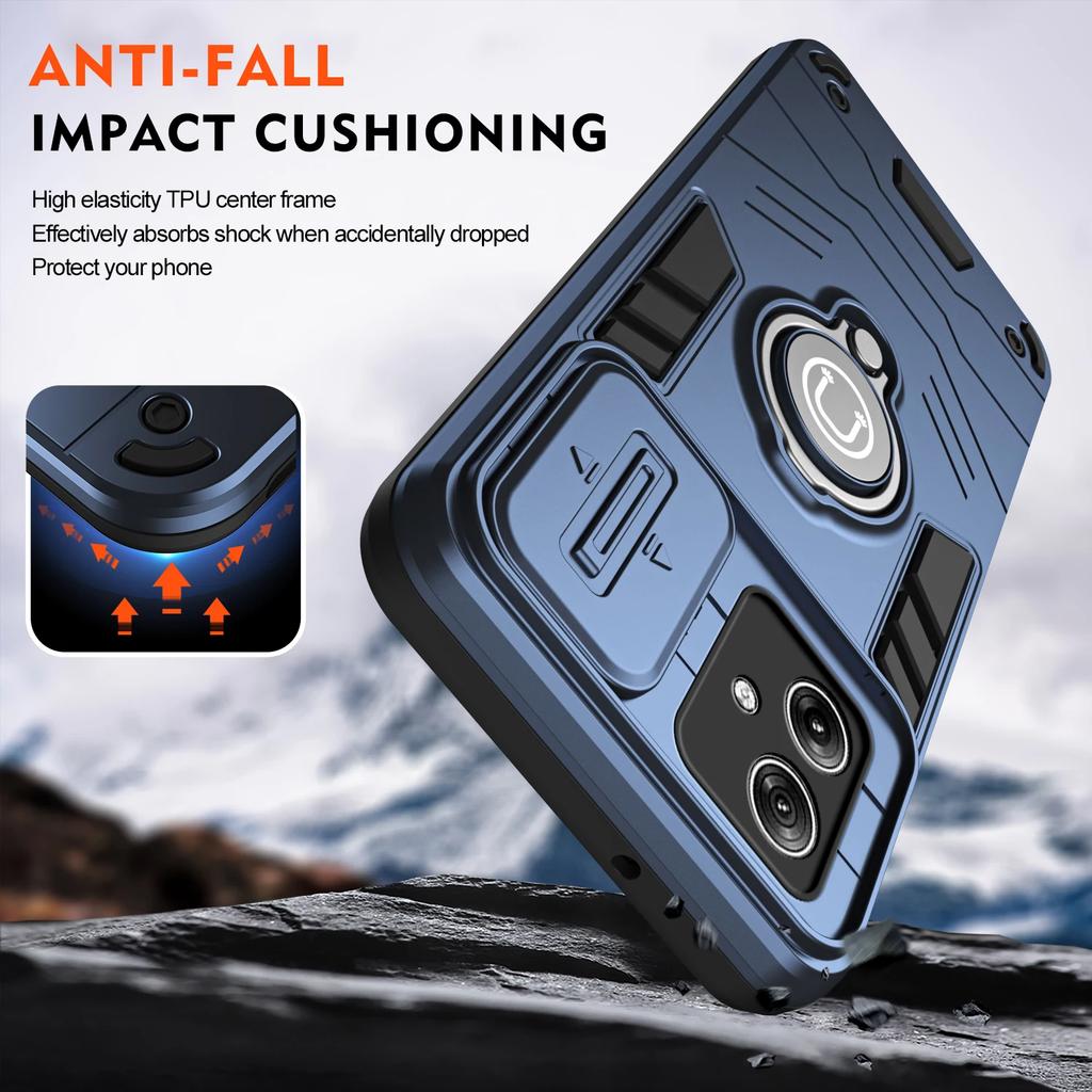 Magnetic Holder Ring Cover For Motorola Moto G04 G04S G14 G24 G34 G54 G84 G35 G45 G55 G85 G75 Shockproof Armor Slide Lens Case