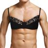 Reggiseno da uomo in pizzo floreale con spalline regolabili trasparenti da notte