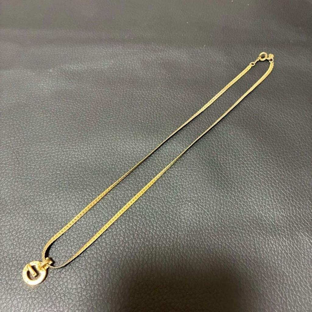 Used GIVENCHY necklace Kihei g logo rhinestone gold