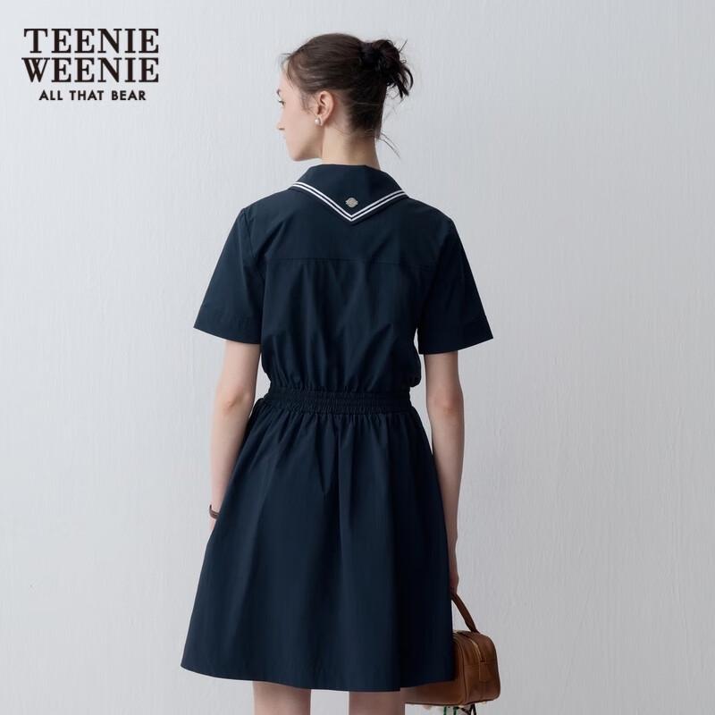 Teenie Weenie Women's Retro Sporty Color-block Polo Collar A-Line Dress