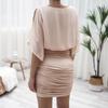 Summer O Neck Solid Color Bat Sleeve Chiffon Hip Short Dress