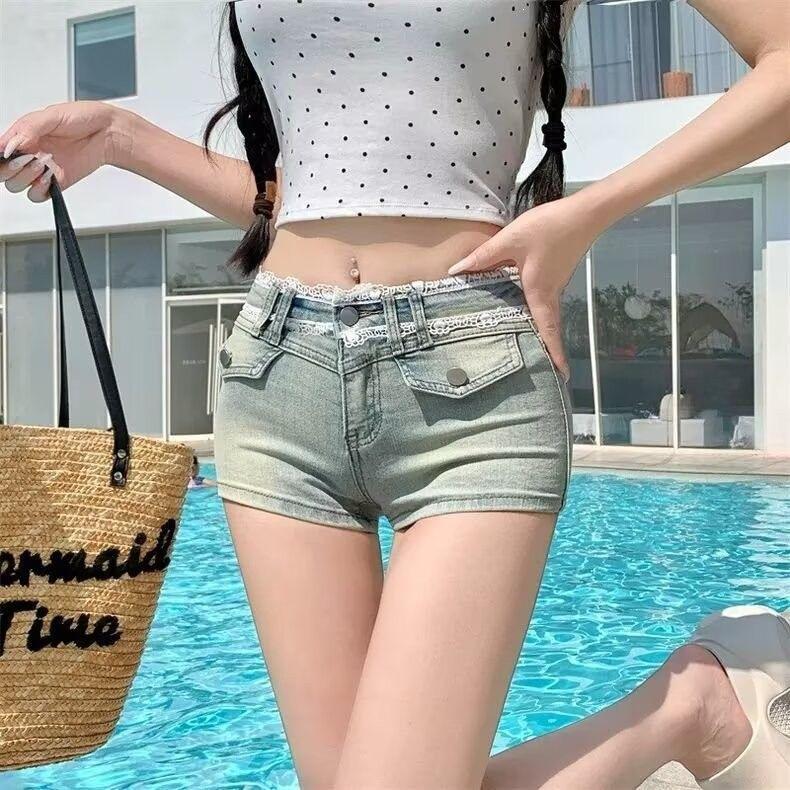 Summer Women’s High Waist Retro Denim A-Line Shorts - Trendy and Slimming Fit XL синий