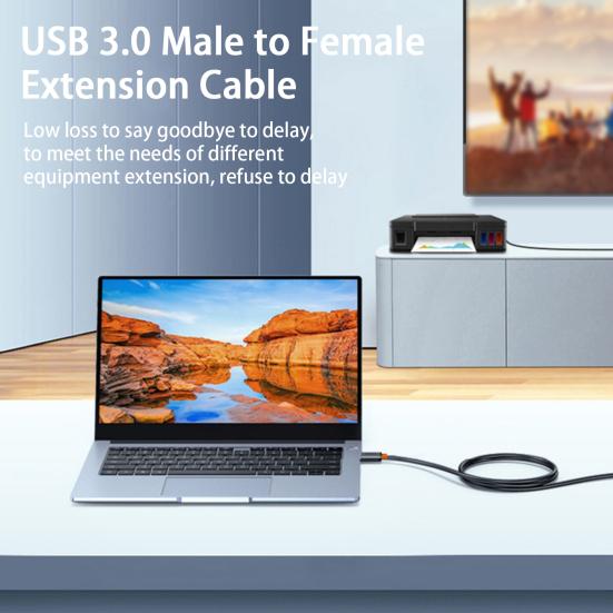 USB Extension Cable Plug Play 6A 120W Max Braided Nylon Fast Data Transfer USB Male to Female Extender Cord Compatible