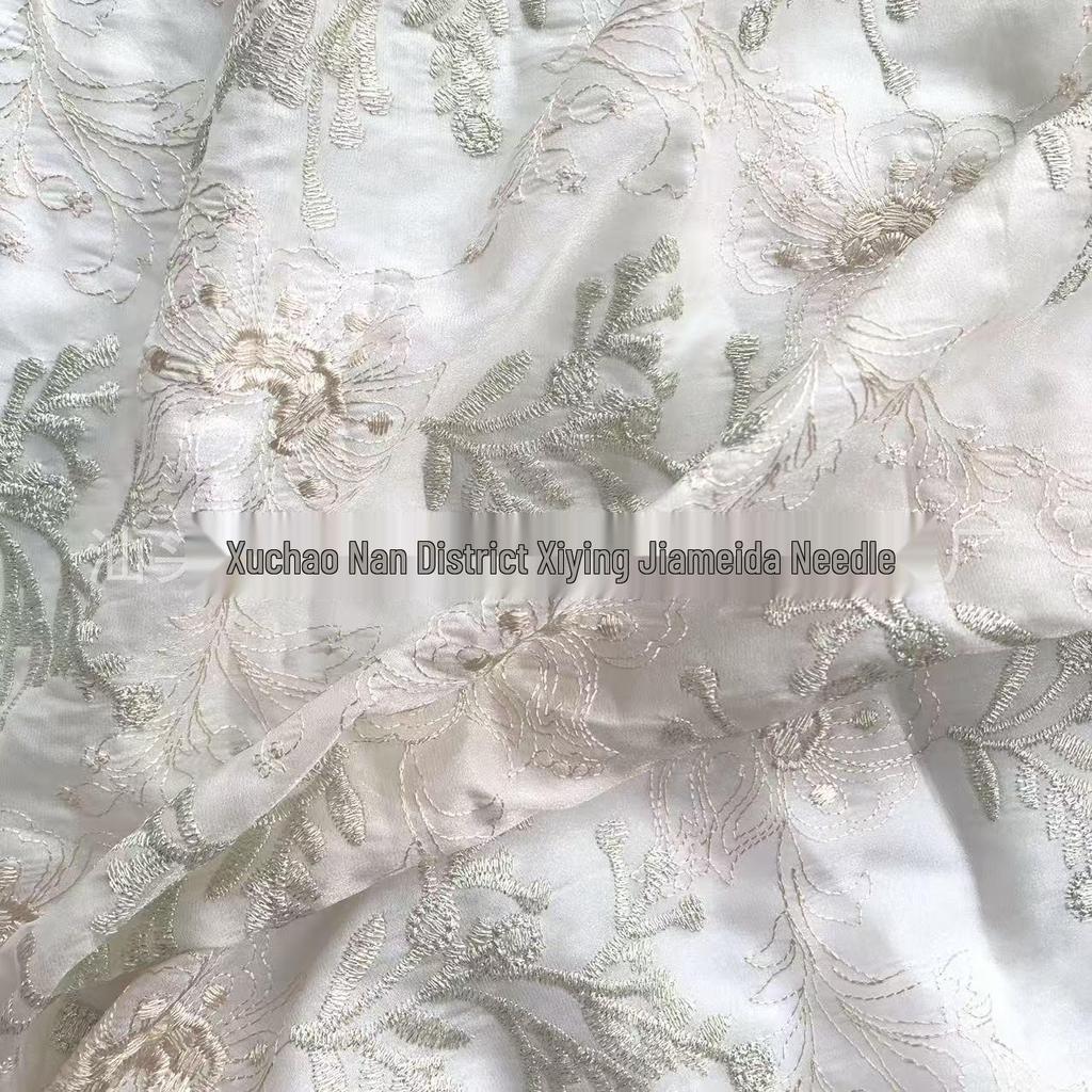 Gold Thread Floral Embroidered Gauze Fabric for Women's and Children's Hanfu Clothing