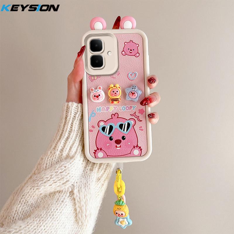 

KEYSION Милий 3D Мультяшний Чохол з Вушками для Infinix Smart 10 з Браслетом М який Силіконовий Протиударний Чохол для Телефону для Infinix Smart 10 for Infinix Smart 10