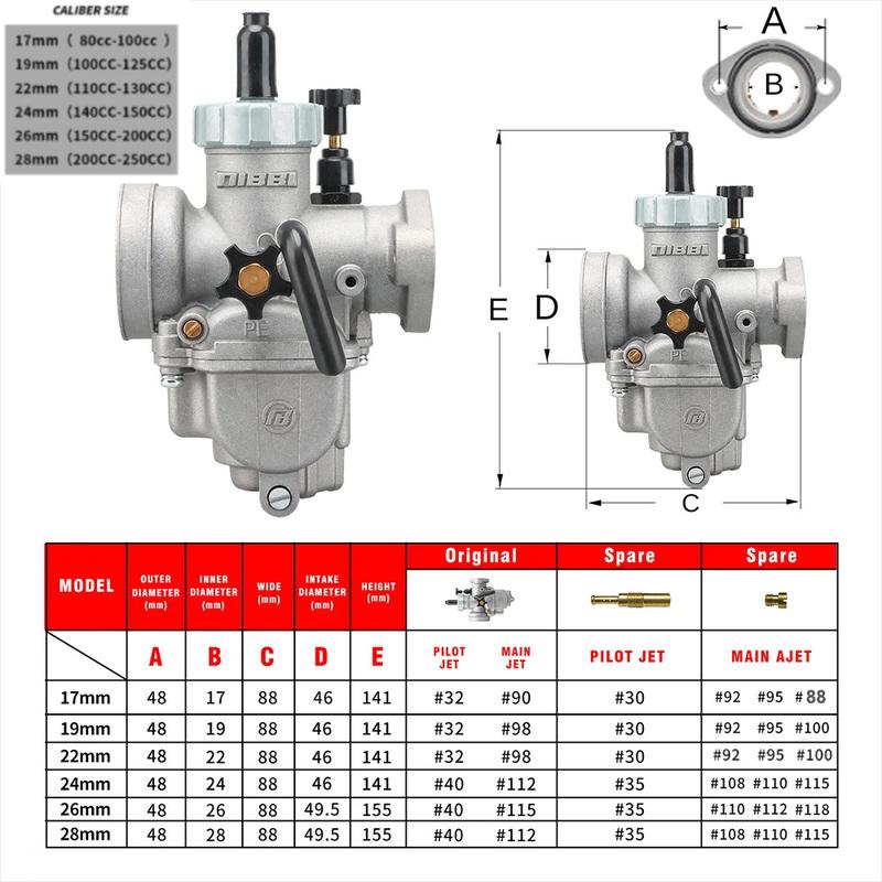 NIBBI Carburetor For 50cc To 350cc 2T 4T Engine PE Flange Motorcycle Carburetors For GY6 YAMAHA JOG SUZUKI HONDA Atv Pitbike