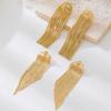 Copper Alloy Electroplated Steel Needle Tassel Earrings - Elegant European & American Design