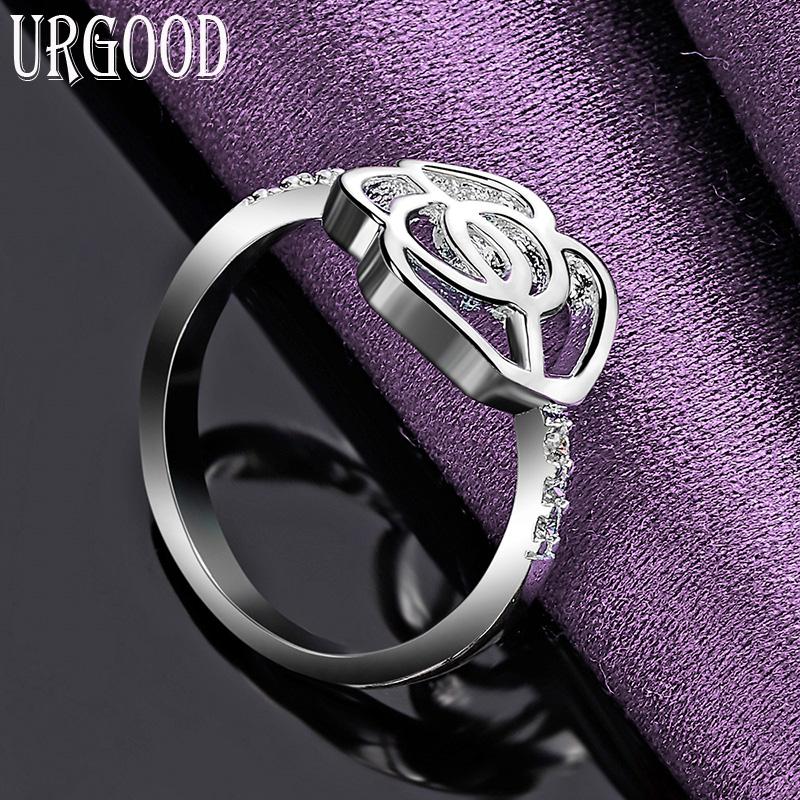 925 srebro kwiat AAA pierścionek z cyrkonią Party prezent modna biżuteria