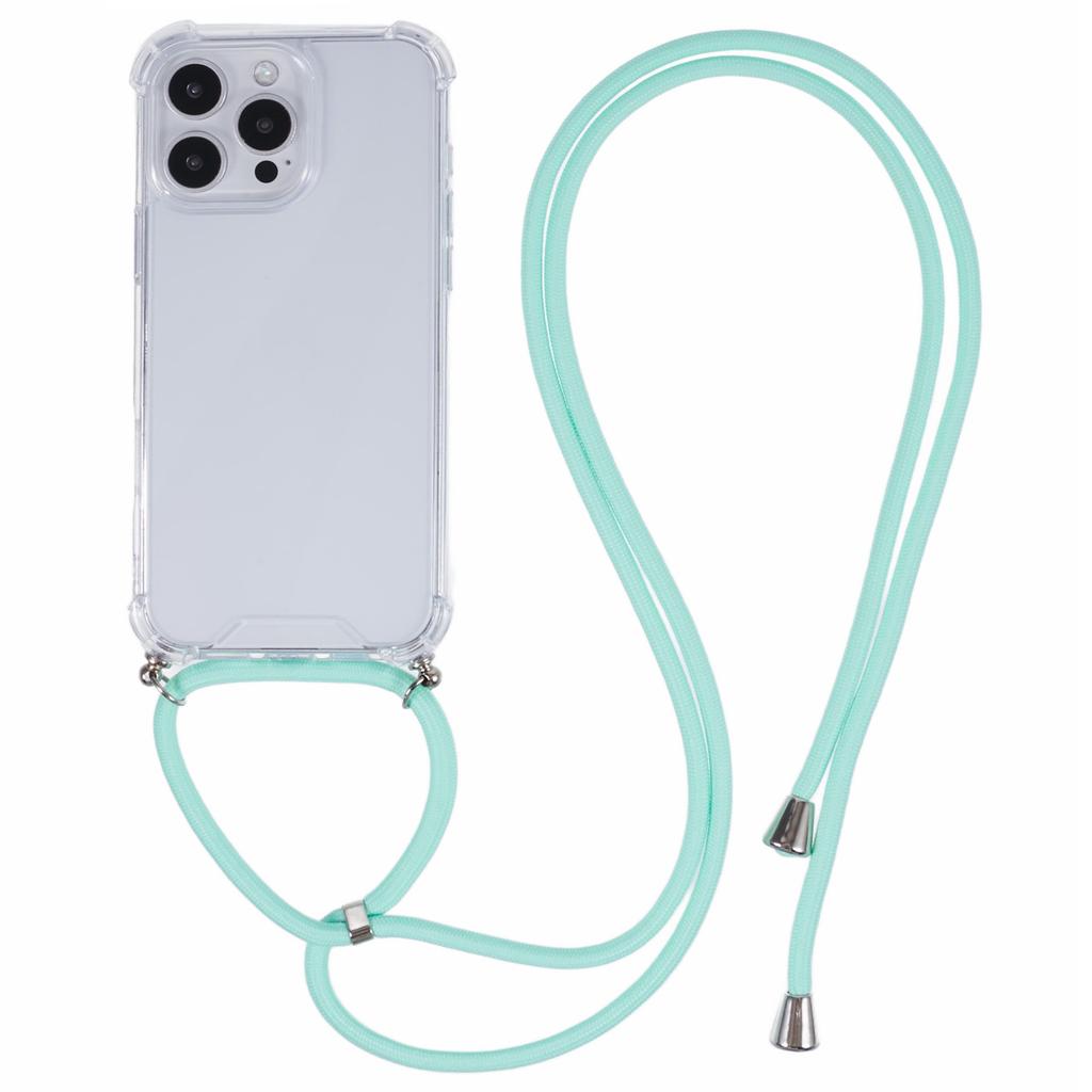 Etui na iPhone 16 Pro Wzmocnione 4 rogi Akrylowe+TPU Pokrowiec na telefon z regulowaną smyczą