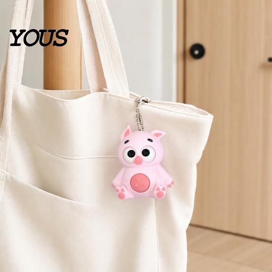 Cute Keyring Accessory 3D Printed Animals Fidget Clicker Keychain, Anxiety Stress Relief Animal Keychain Sensory Toy, Cartoon Charm for Backpack,