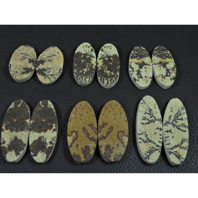 Natural Psilomelane Germane Dendrite Matched Pair Loose Gemstone 06 Pair Lot C-2169