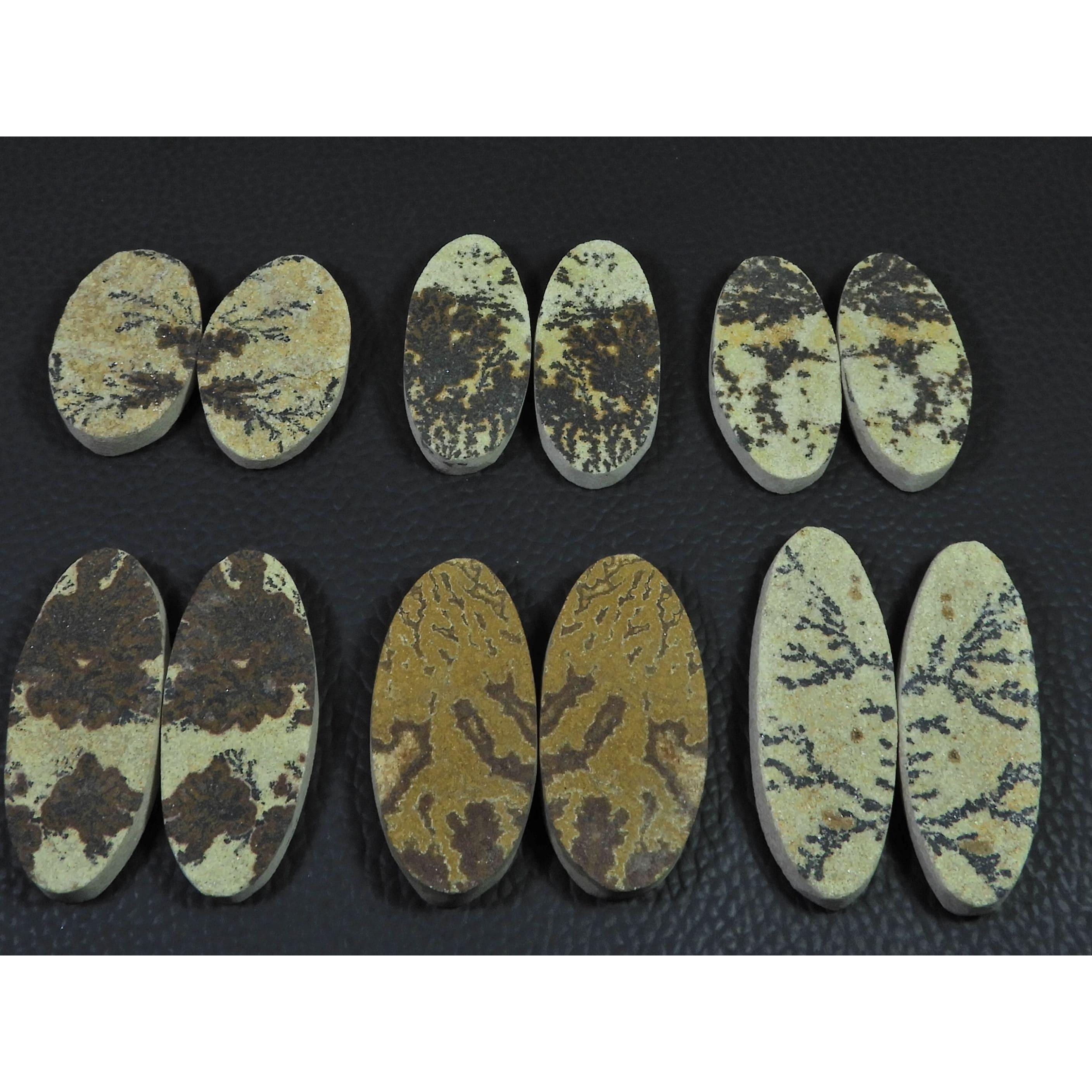 Natural Psilomelane Germane Dendrite Matched Pair Loose Gemstone 06 Pair Lot C-2169