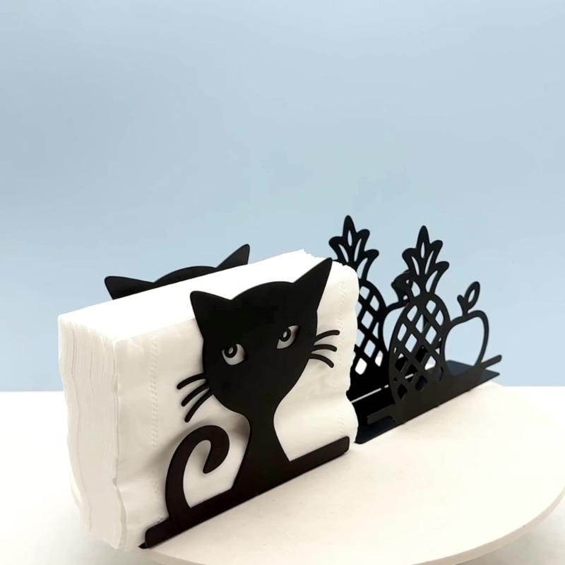 Premium Metal Foldable Napkin Stand Creative Cats Pineapple Shape For Restaurant Hotel Home Kitchens Storage