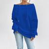 Women's Off Shoulder Long Sleeve Top Loose Fit Casual Solid Color Drawstring Midi Sweatshirt Daily Pullover