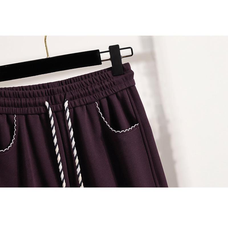 Dimanaf 2025 Plus Size Pants Spring Belt Women Solid Harem Elastic Waist Casual Loose Pants New