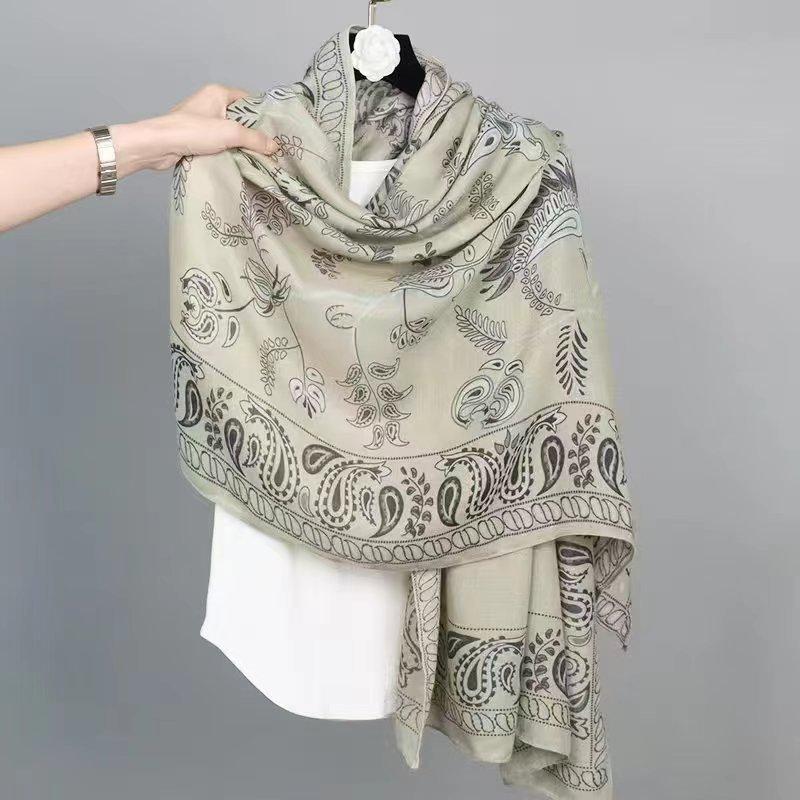 New Spring And Autumn Imitation Cotton And Hemp Square Scarf Women'S Versatile Style Fashion Scarf Multi Functional Hair Binding Headscarf