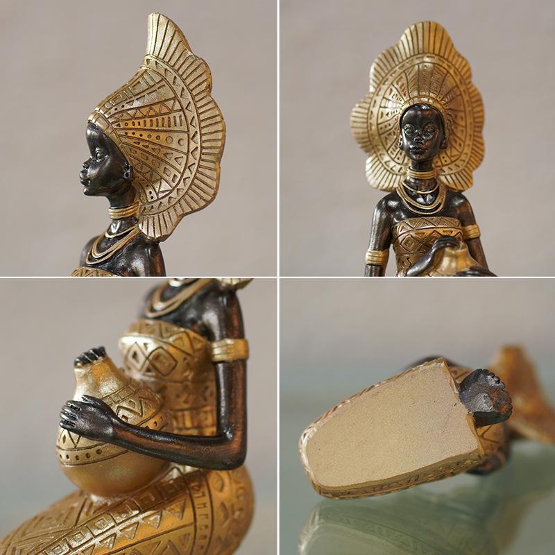 Retro African Black Women Ornaments Exotic Home Entrance Wine Cabinet Sculpture Decorations