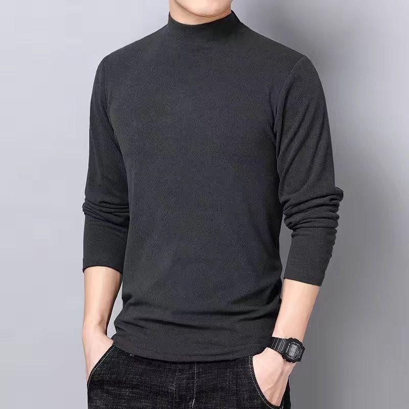 

Double-sided German Velvet Round Neck Loose Long-sleeved T-shirt Men s Autumn and Winter Plus Velvet Warm Turtleneck Bottoming Shirt Autumn Clothes XXXXXL