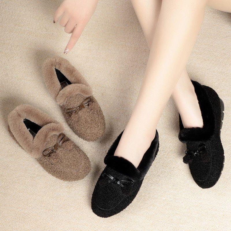 Winter Warm Womens Flat Shoes Indoor Cotton Slippers With Thick Sole Anti-Slip Warm Footwear Soft Bottom Plush Postpartum Shoes