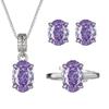 Jewelry Set Oval Ring Earring Necklace Women Light Luxury Ice Flower Cut Super Sparkling High Carbon