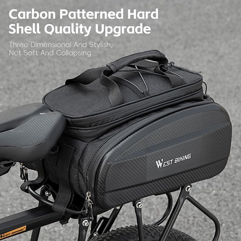 WEST BIKING Large Capacity Bicycle Rear Seat Bags EVA Multi-purpose MTB Road Bike Carrier Bag Expandable Cycling Rear Rack Bag