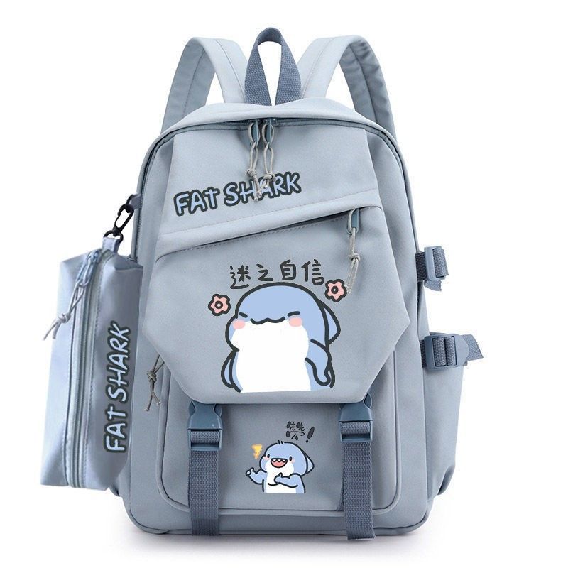 Fat Cute Shark Expression Backpack Campus Youth Junior High School Students Elementary School Students Handsome Durable Backpack