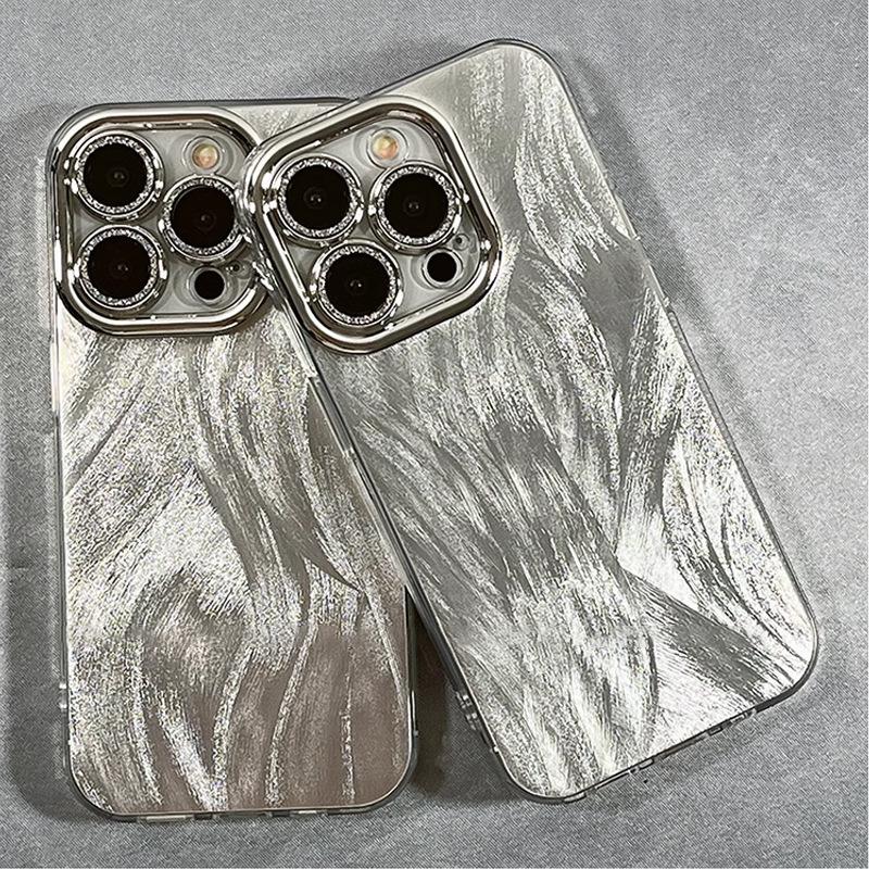 High End Feather Yarn Mobile Phone Case Suitable for 17 Apple 15 Promax Mirror Mask Iphone16 All Inclusive 12 Laser 14