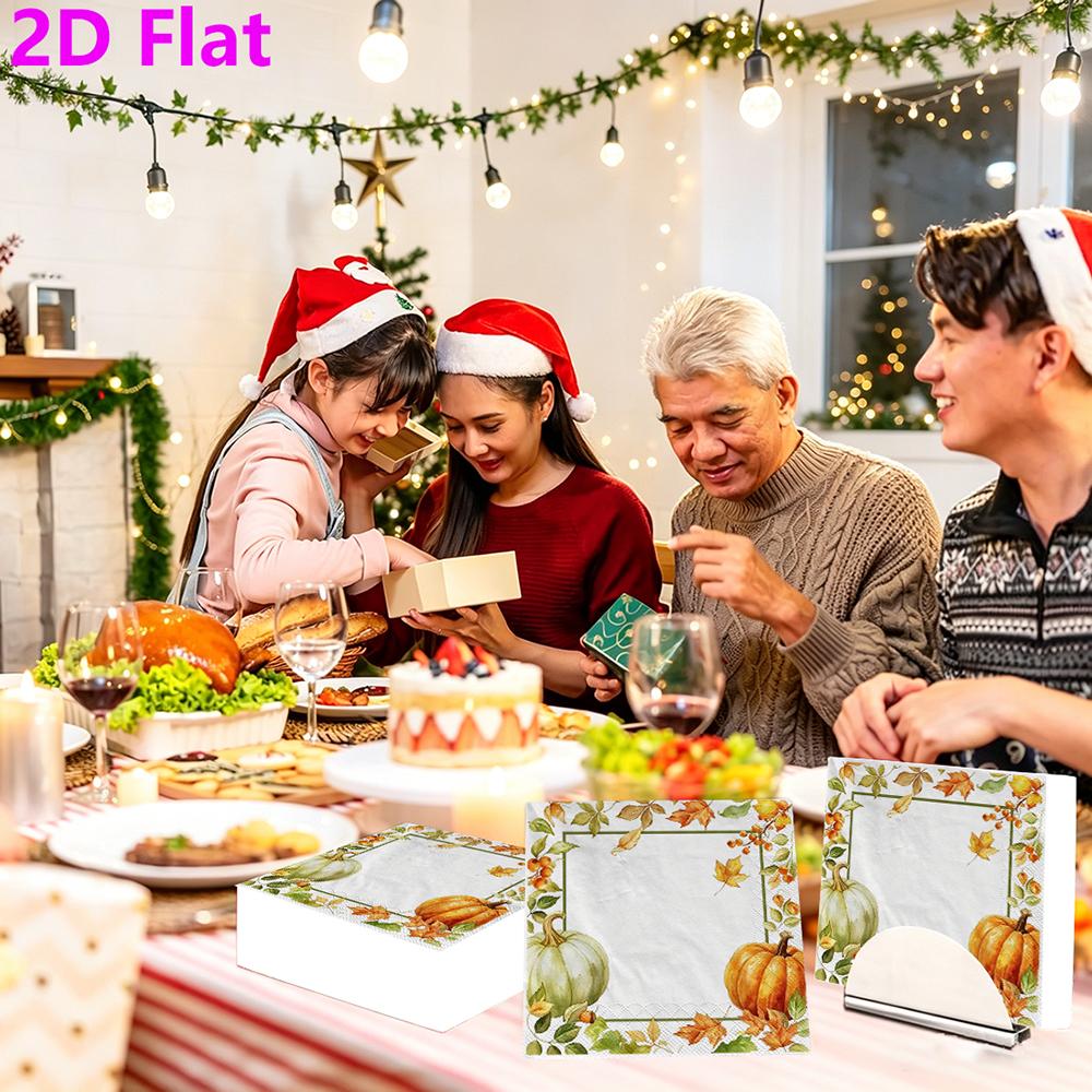 20pcs Disposable Napkins with Pumpkin, Turkey Pattern Print for Wedding,Parties,and Daily Use for Thanksgiving Fall Christmas Table Decoration